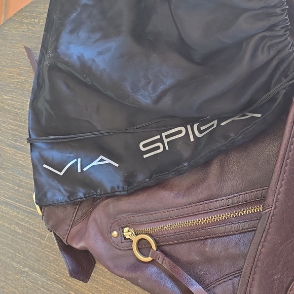 Via Spiga Brown Cow Leather Slouchy Hobo Bag - Picture 9 of 11